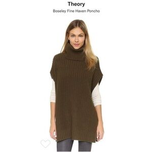 Theory boseley fine haven turtleneck poncho size small olive green